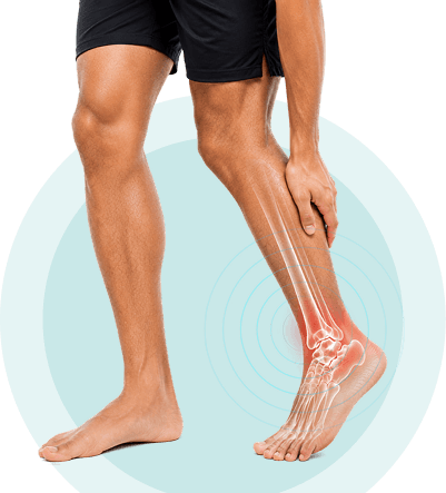 Illustration of the foot and ankle highlighting areas treated with TECAR therapy