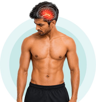 Illustration of the brain and nervous system highlighting conditions supported by gait training