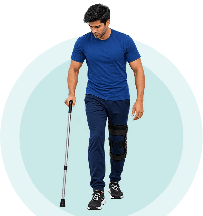 Illustration of the spinal cord highlighting conditions rehabilitated with gait training