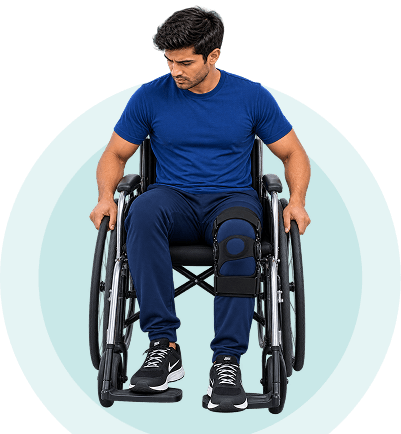 Illustration of one-sided weakness after stroke, rehabilitated with gait training