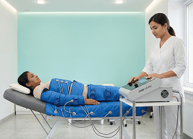 Physiotherapy consultation room with treatment bed and seating