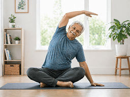 Senior practising gentle yoga for mobility