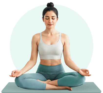 Woman in seated lotus meditation pose