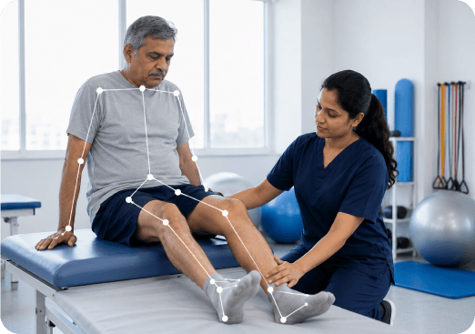 Physiotherapist supporting a patient during Guillain-Barré Syndrome rehabilitation exercise