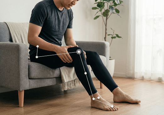 Man holding his knee in pain while sitting