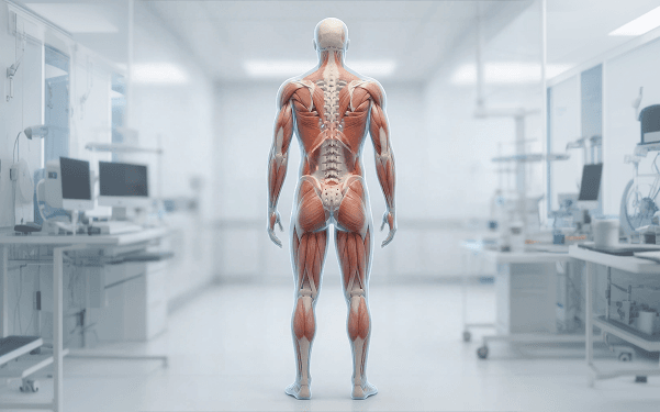 3D anatomy illustration of the body showing post-surgical tissue structures