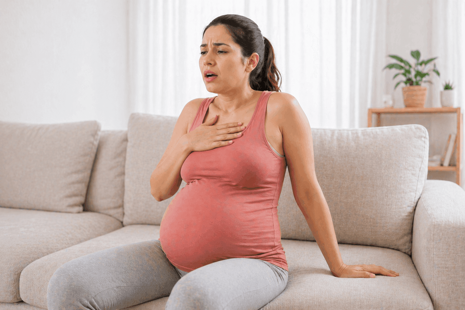 Pregnant woman pausing to catch her breath