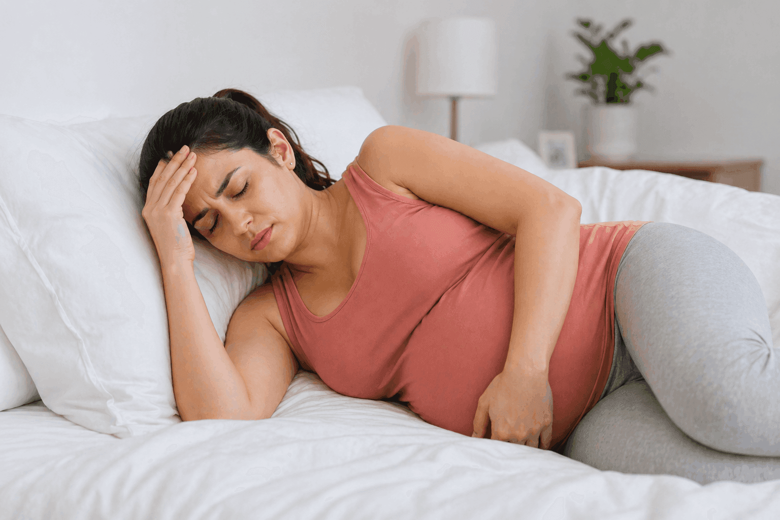 Pregnant woman struggling to sleep at night