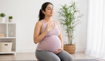 Third-trimester prenatal yoga practice preparing for labour