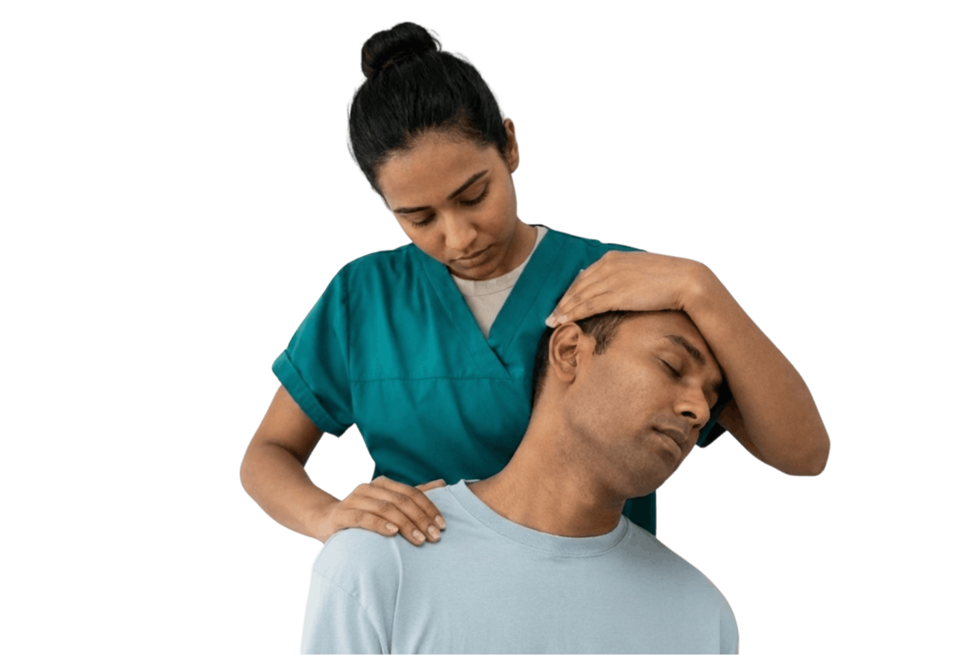 Physiotherapist helping a patient stretch their neck